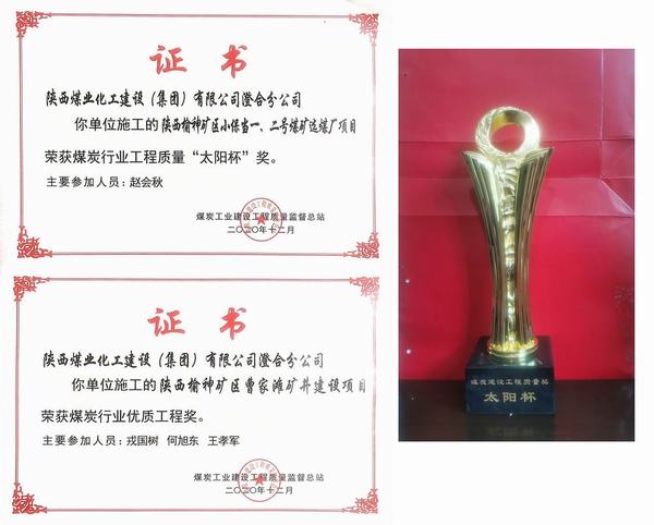 陜煤建設澄合分公司“創(chuàng)優(yōu)奪杯”再奏凱歌